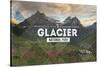 Glacier National Park, Montana - Rubber Stamp-Lantern Press-Stretched Canvas