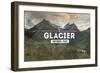 Glacier National Park, Montana - Rubber Stamp-Lantern Press-Framed Art Print