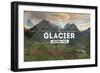 Glacier National Park, Montana - Rubber Stamp-Lantern Press-Framed Art Print