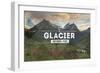 Glacier National Park, Montana - Rubber Stamp-Lantern Press-Framed Art Print