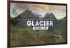 Glacier National Park, Montana - Rubber Stamp-Lantern Press-Framed Art Print