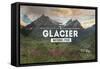 Glacier National Park, Montana - Rubber Stamp-Lantern Press-Framed Stretched Canvas