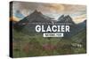 Glacier National Park, Montana - Rubber Stamp-Lantern Press-Stretched Canvas