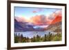 Glacier National Park, Montana - St. Mary Lake and Sunset-Lantern Press-Framed Premium Giclee Print