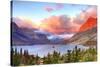 Glacier National Park, Montana - St. Mary Lake and Sunset-Lantern Press-Stretched Canvas