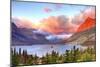 Glacier National Park, Montana - St. Mary Lake and Sunset-Lantern Press-Mounted Art Print