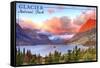 Glacier National Park, Montana - St. Mary Lake and Sunset-Lantern Press-Framed Stretched Canvas