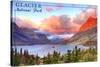 Glacier National Park, Montana - St. Mary Lake and Sunset-Lantern Press-Stretched Canvas