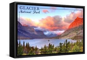 Glacier National Park, Montana - St. Mary Lake and Sunset-Lantern Press-Framed Stretched Canvas