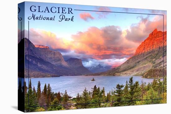 Glacier National Park, Montana - St. Mary Lake and Sunset-Lantern Press-Stretched Canvas