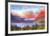 Glacier National Park, Montana - St. Mary Lake and Sunset-Lantern Press-Framed Premium Giclee Print