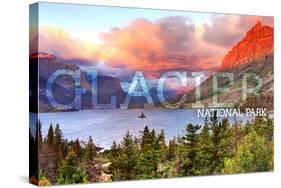 Glacier National Park, Montana - St. Mary Lake and Sunset-Lantern Press-Stretched Canvas