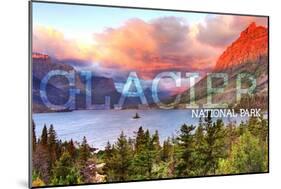 Glacier National Park, Montana - St. Mary Lake and Sunset-Lantern Press-Mounted Art Print