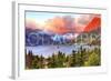 Glacier National Park, Montana - St. Mary Lake and Sunset-Lantern Press-Framed Art Print