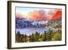 Glacier National Park, Montana - St. Mary Lake and Sunset-Lantern Press-Framed Art Print