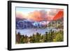 Glacier National Park, Montana - St. Mary Lake and Sunset-Lantern Press-Framed Art Print