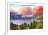 Glacier National Park, Montana - St. Mary Lake and Sunset-Lantern Press-Framed Art Print