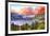 Glacier National Park, Montana - St. Mary Lake and Sunset-Lantern Press-Framed Premium Giclee Print