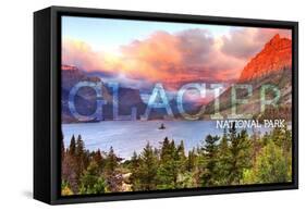 Glacier National Park, Montana - St. Mary Lake and Sunset-Lantern Press-Framed Stretched Canvas