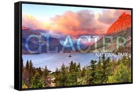 Glacier National Park, Montana - St. Mary Lake and Sunset-Lantern Press-Framed Stretched Canvas