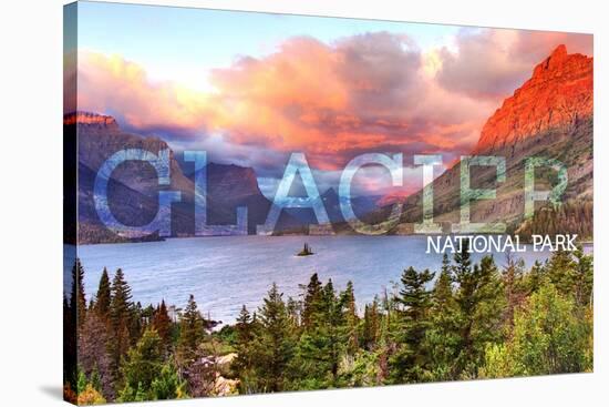Glacier National Park, Montana - St. Mary Lake and Sunset-Lantern Press-Stretched Canvas