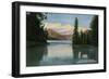 Glacier National Park, Montana, View of Lake McDonald Outlet-Lantern Press-Framed Art Print