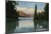 Glacier National Park, Montana, View of Lake McDonald Outlet-Lantern Press-Mounted Art Print