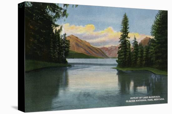 Glacier National Park, Montana, View of Lake McDonald Outlet-Lantern Press-Stretched Canvas