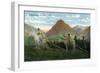 Glacier National Park, MT, View of Two Indians on Horseback on the Old Travois Trial-Lantern Press-Framed Art Print