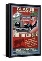 Glacier National Park - Red Jammer-Lantern Press-Framed Stretched Canvas
