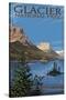 Glacier National Park - St. Mary Lake, c.2009-Lantern Press-Stretched Canvas