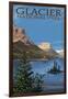 Glacier National Park - St. Mary Lake, c.2009-Lantern Press-Framed Art Print