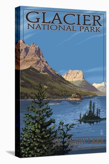 Glacier National Park - St. Mary Lake, c.2009-Lantern Press-Stretched Canvas