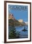 Glacier National Park - St. Mary Lake, c.2009-Lantern Press-Framed Art Print