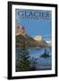 Glacier National Park - St. Mary Lake, c.2009-Lantern Press-Framed Art Print