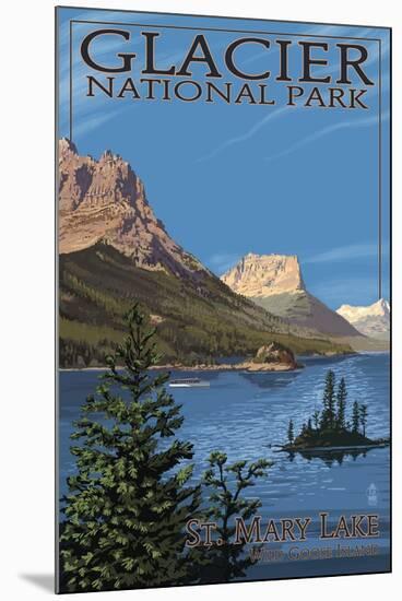 Glacier National Park - St. Mary Lake, c.2009-Lantern Press-Mounted Art Print