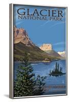 Glacier National Park - St. Mary Lake, c.2009-Lantern Press-Framed Art Print