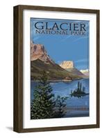 Glacier National Park - St. Mary Lake, c.2009-Lantern Press-Framed Art Print