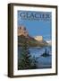 Glacier National Park - St. Mary Lake, c.2009-Lantern Press-Framed Art Print