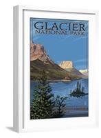 Glacier National Park - St. Mary Lake, c.2009-Lantern Press-Framed Art Print