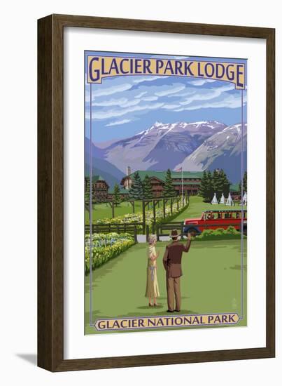 Glacier Park Lodge - Glacier National Park, Montana-Lantern Press-Framed Art Print