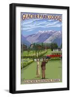 Glacier Park Lodge - Glacier National Park, Montana-Lantern Press-Framed Art Print