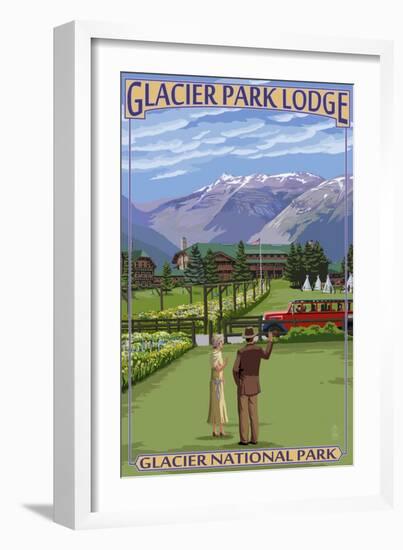 Glacier Park Lodge - Glacier National Park, Montana-Lantern Press-Framed Art Print