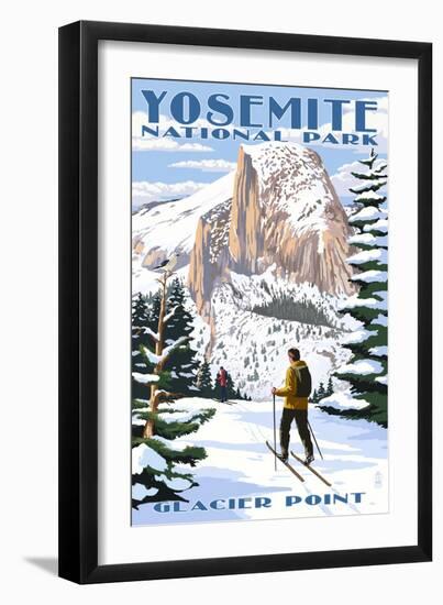 Glacier Point and Half Dome - Yosemite National Park, California-Lantern Press-Framed Art Print