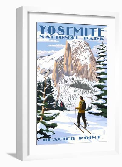 Glacier Point and Half Dome - Yosemite National Park, California-Lantern Press-Framed Art Print