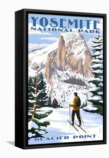 Glacier Point and Half Dome - Yosemite National Park, California-Lantern Press-Framed Stretched Canvas