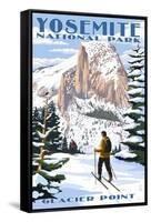 Glacier Point and Half Dome - Yosemite National Park, California-Lantern Press-Framed Stretched Canvas