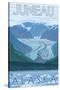 Glacier Scene, Juneau, Alaska-Lantern Press-Stretched Canvas