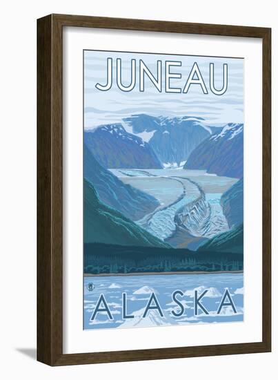 Glacier Scene, Juneau, Alaska-Lantern Press-Framed Art Print