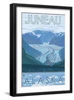 Glacier Scene, Juneau, Alaska-Lantern Press-Framed Art Print